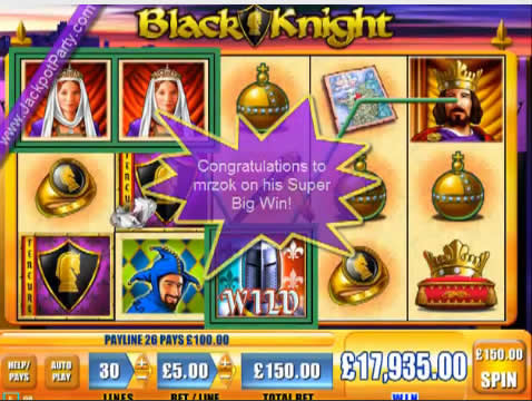 бё17,935 Black Knight Slot Winner at Jackpot Party Casino