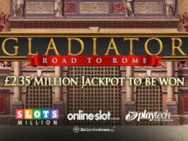Win the life-changing £2.35 million Gladiator Road to Rome jackpot at SlotsMillion Casino
