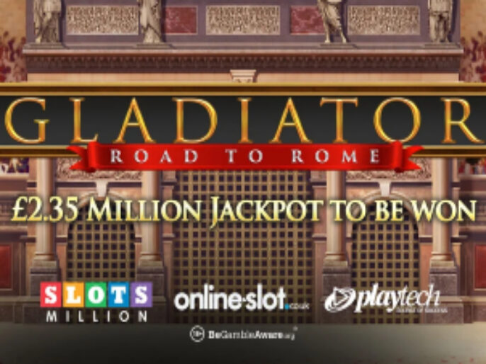 Win the life-changing £2.35 million Gladiator Road to Rome jackpot at SlotsMillion Casino