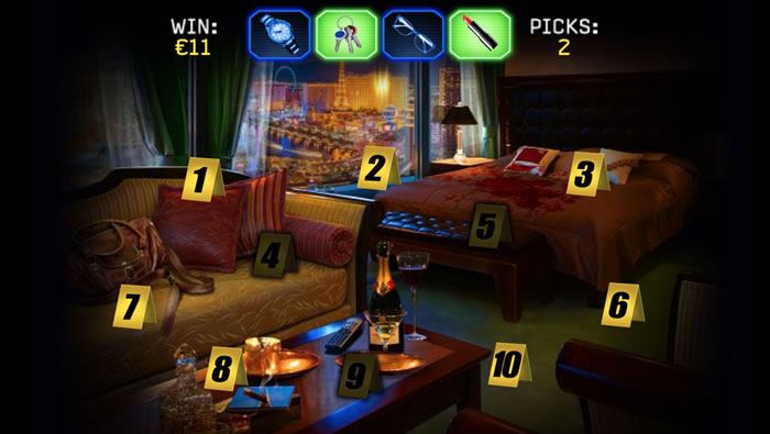 Crime Scene Bonus Game feature