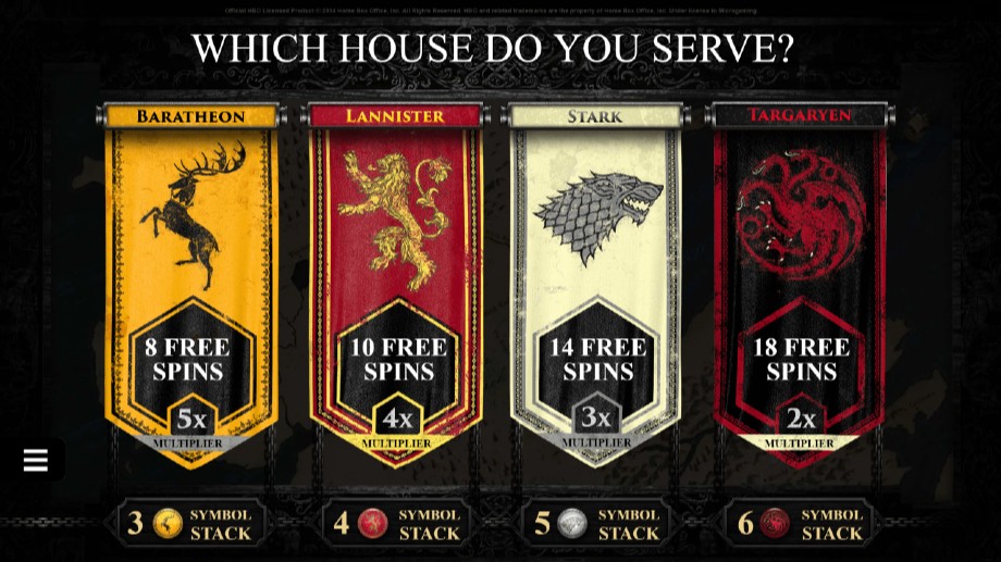 Game of Thrones slot - free spins features