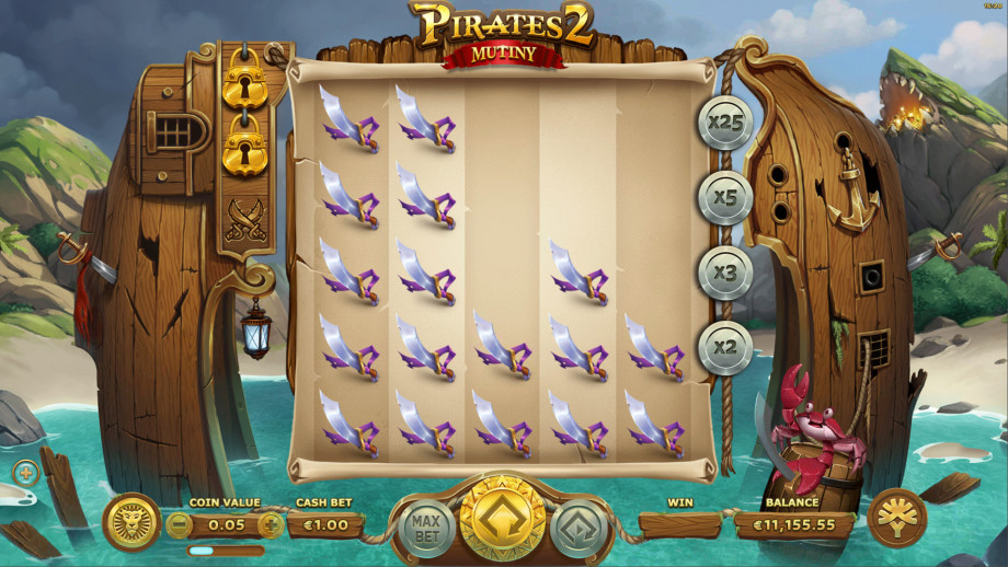 Pirates 2 Mutiny slot - Dropdown Wins feature