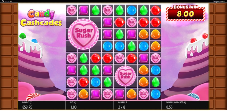 Candy Cashcades slot Sugar Rush Win Falls feature
