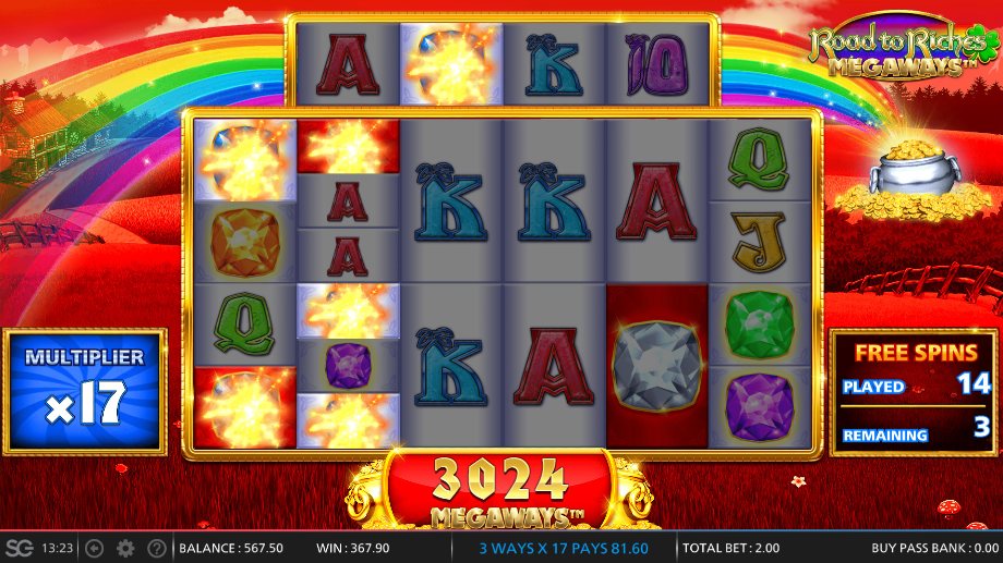 Road to Riches Megaways Free Spins Bonus feature