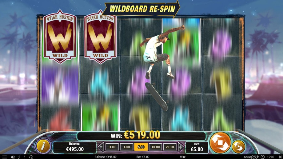 Nyjah Huston Skate for Gold slot Wildboard Re-Spin feature