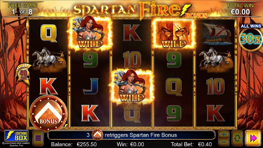 Spartan Fire slot free spins