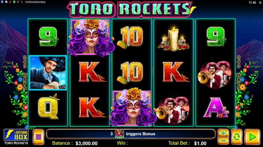 Toro Rockets slot base game