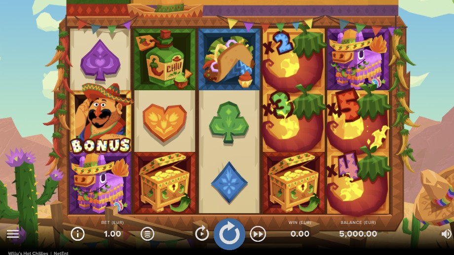 Willy's Hot Chillies slot base game