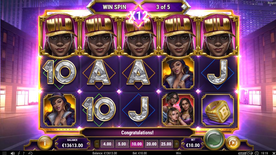 Blinged slot Win Spins feature