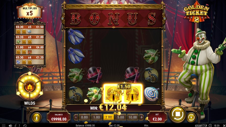 Golden Ticket 2 slot Multiplier Wilds feature