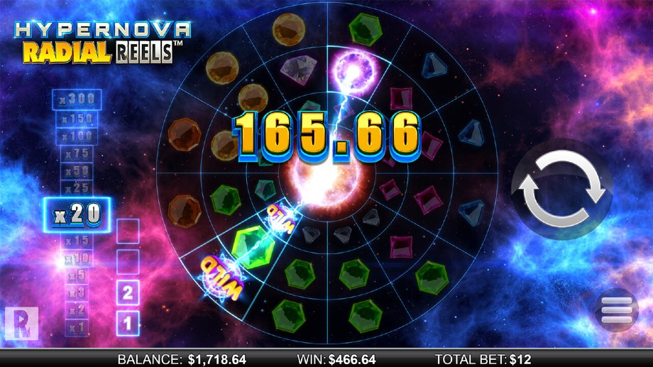 Hypernova Radial Reels slot Free Spins feature