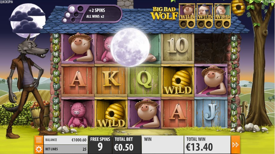 Big Bad Wolf slot Blowing Down the House feature