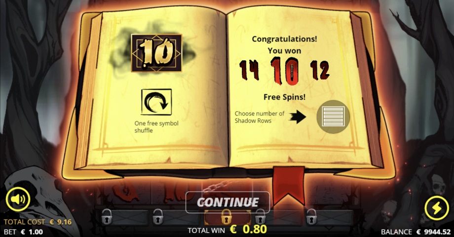 Book of Shadows slot Free Spins feature