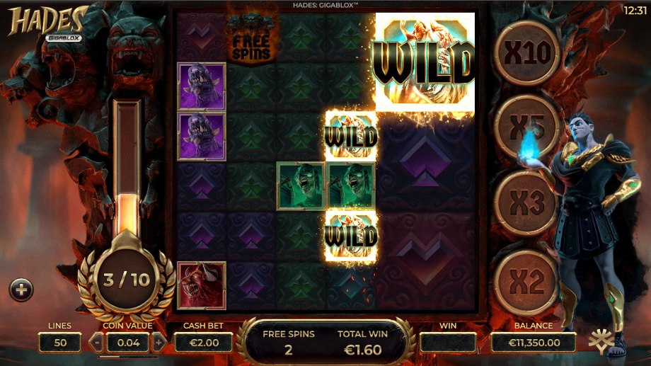 Hades Gigablox slot Wild Hunt Free Spins feature