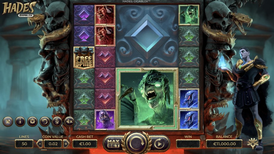 Hades Gigablox slot base game