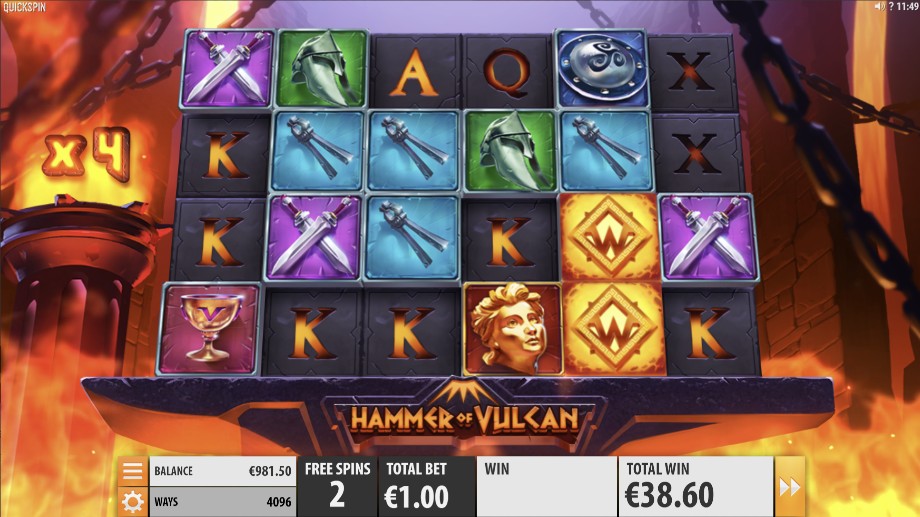 Hammer of Vulcan slot Light the Forge Free Spins feature
