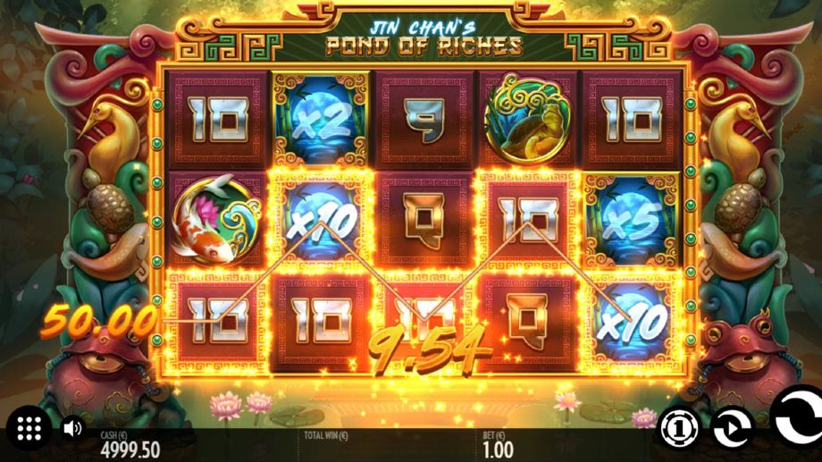 Jin Chan's Pond of Riches slot Multiplier Wilds feature