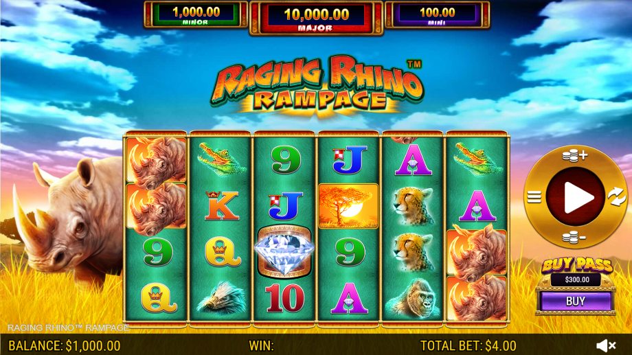 Raging Rhino Rampage slot base game