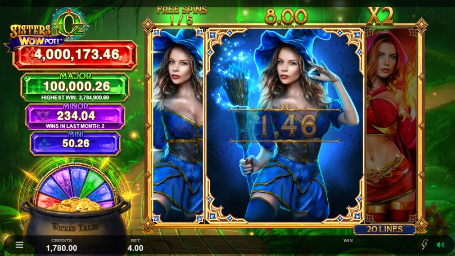 Sisters of Oz WowPot slot Free Spins feature
