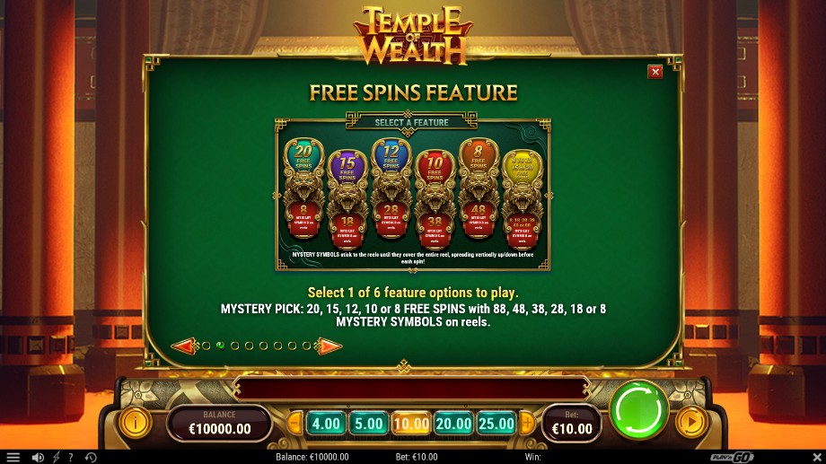 Temple of Wealth slot Free Spins feature
