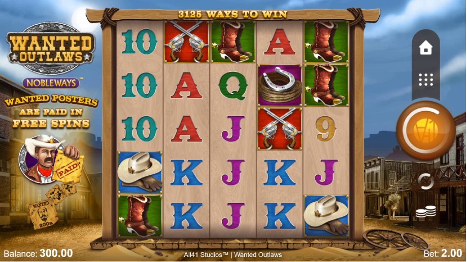 Wanted Outlaws slot base game