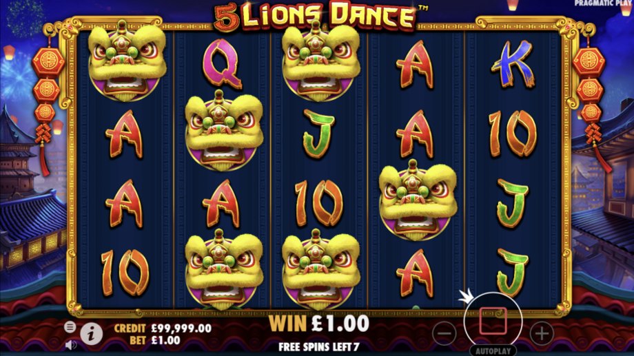 5 Lions Dance slot Free Spins feature