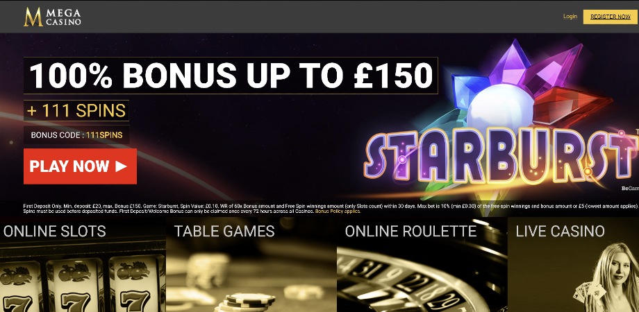 ll Mega Casino Review | £150 Bonus + 111 Starburst Spins
