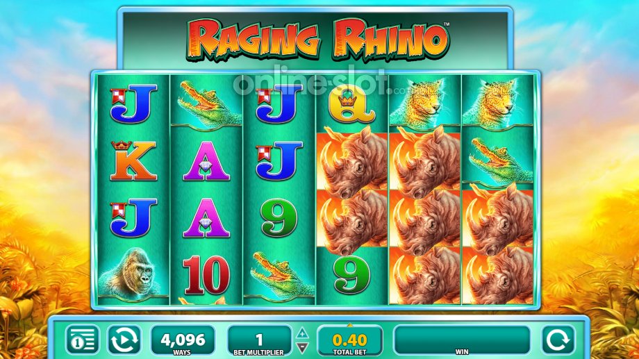 Raging Rhino slot base game