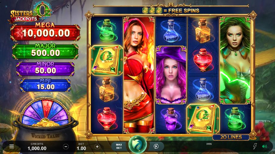 Sisters of Oz Jackpots slot base game