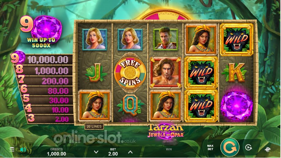Tarzan and the Jewels of Opar slot base game
