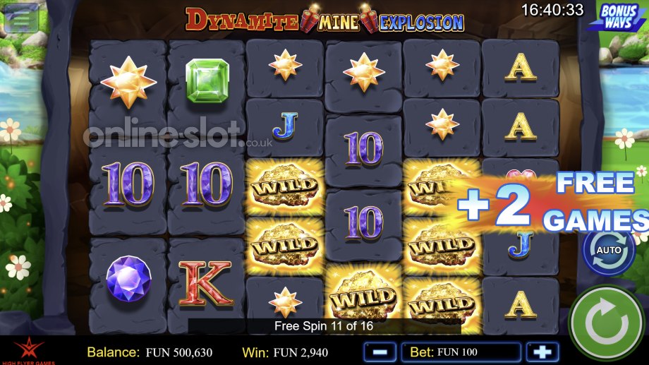 Dynamite Mine Explosion slot Free Games feature