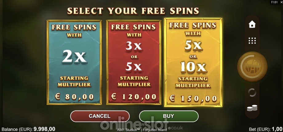 Forgotten Island Megaways slot Buy feature