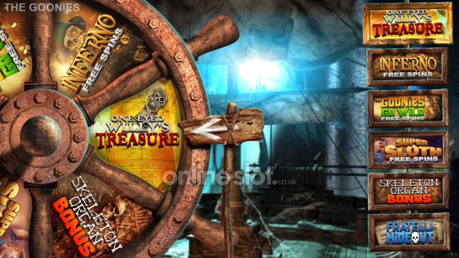 the goonies slot game one eye willys bonus features