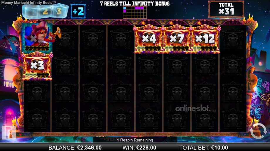 money-mariachi-infinity-reels-slot-level-up-respins-feature
