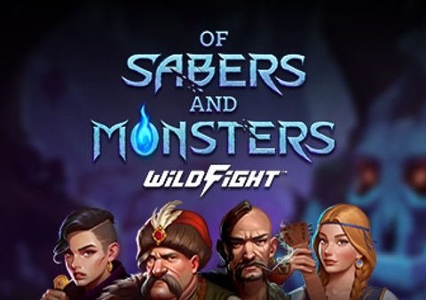 of-sabers-and-monsters-slot-logo