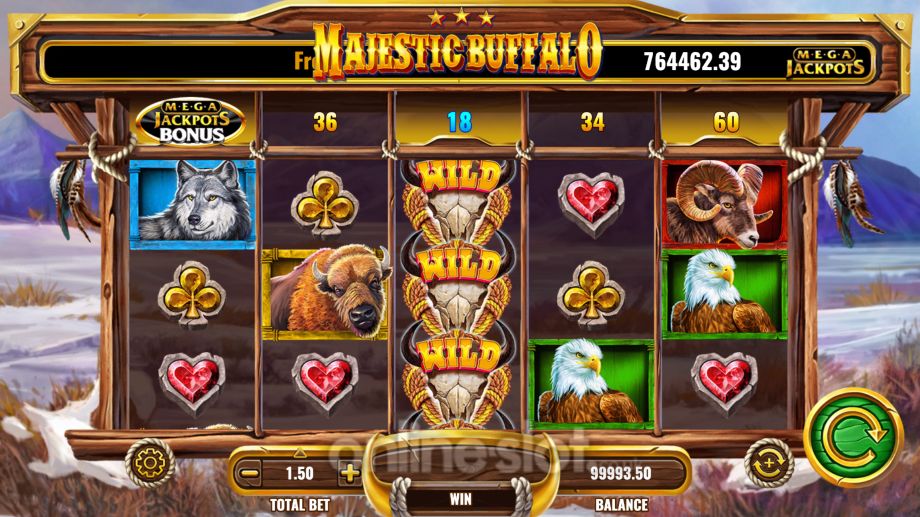 megajackpots-majestic-buffalo-slot-base-game