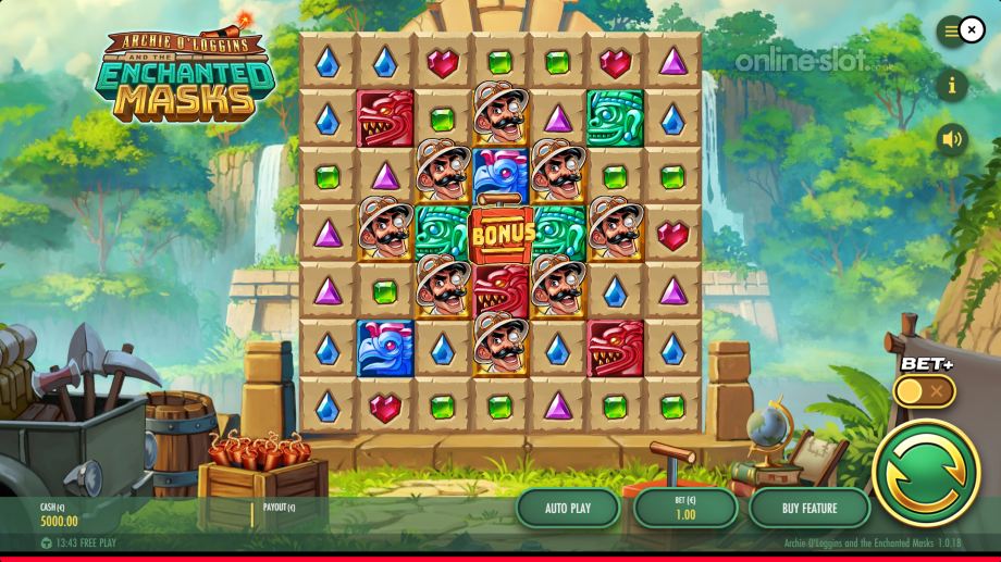 Archie-O’Loggins-and-the-Enchanted-Masks-slot-base-game