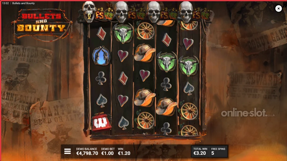 bullets and bounty slot free spins