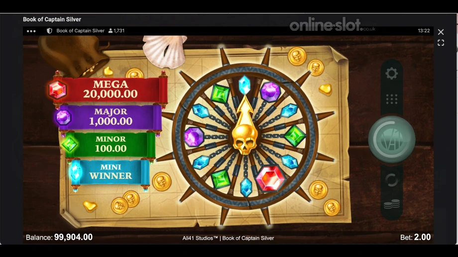 book of captain silver slot captains wheel bonus