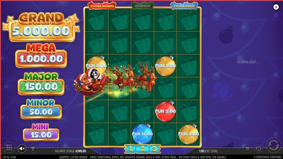 3 christmas fortunes slot hold and win