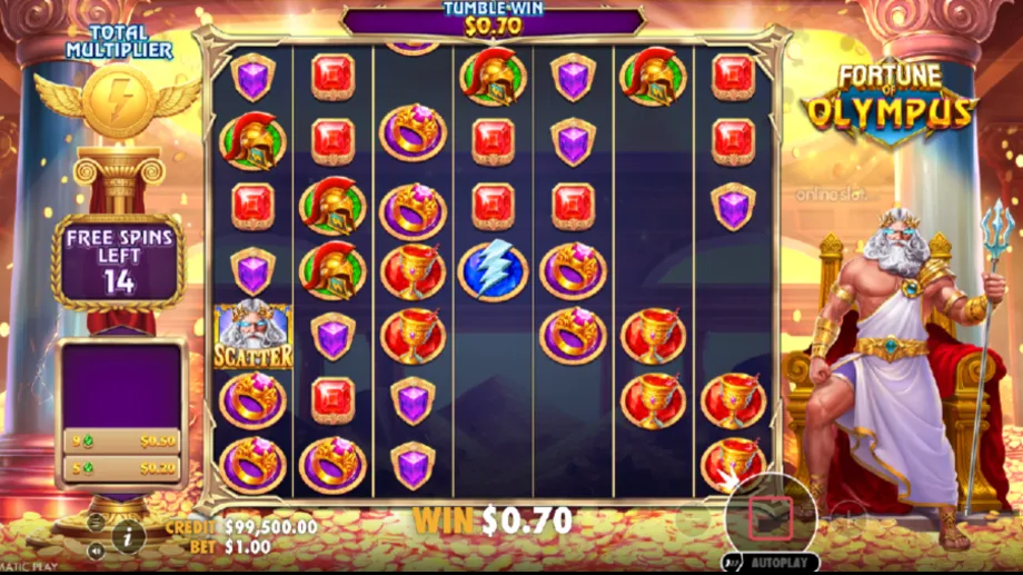 fortune of olympus slot free spins