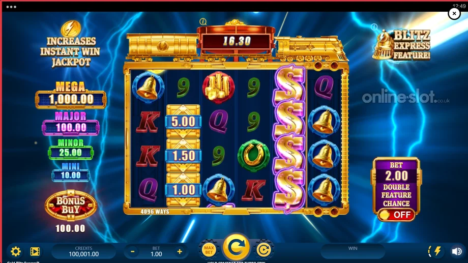gold blitz express slot base game