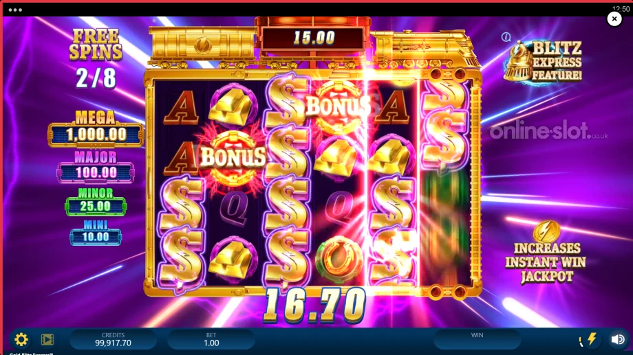 gold blitz express slot free spins