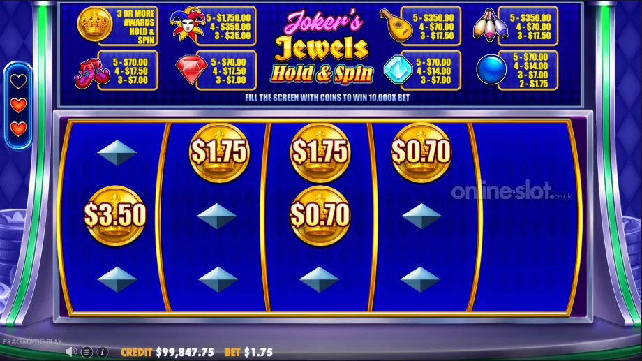 jokers jewels hold and spin slot hold and spin feature