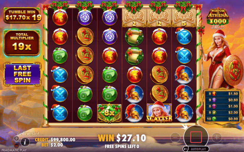 wisdom of athena 1000 xmas slot free spins