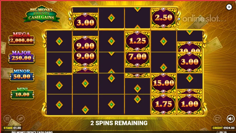big money frenzy cash gains slot respins