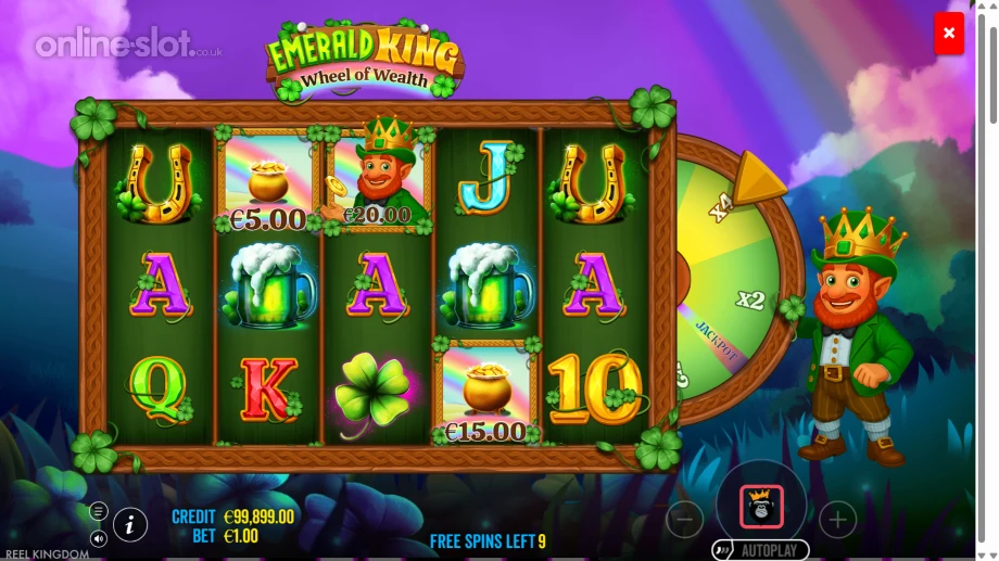 emerald king wheel of wealth slot free spins