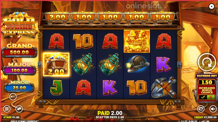 gold strike express slot base game