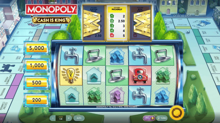 monopoly cash is king slot base game