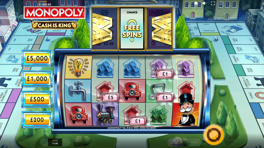 monopoly cash is king slot chance card free spins